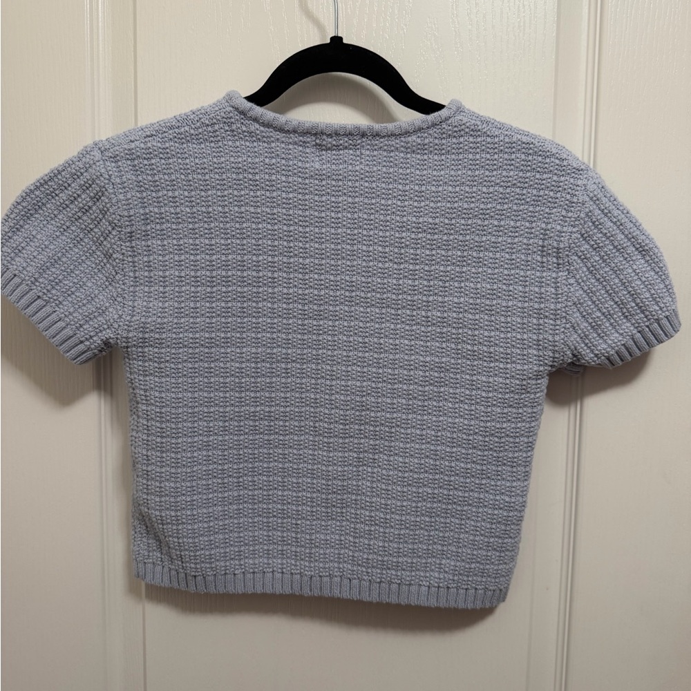 H&M Light Blue Short-Sleeve Knit Cardigan - Picture 4 of 4